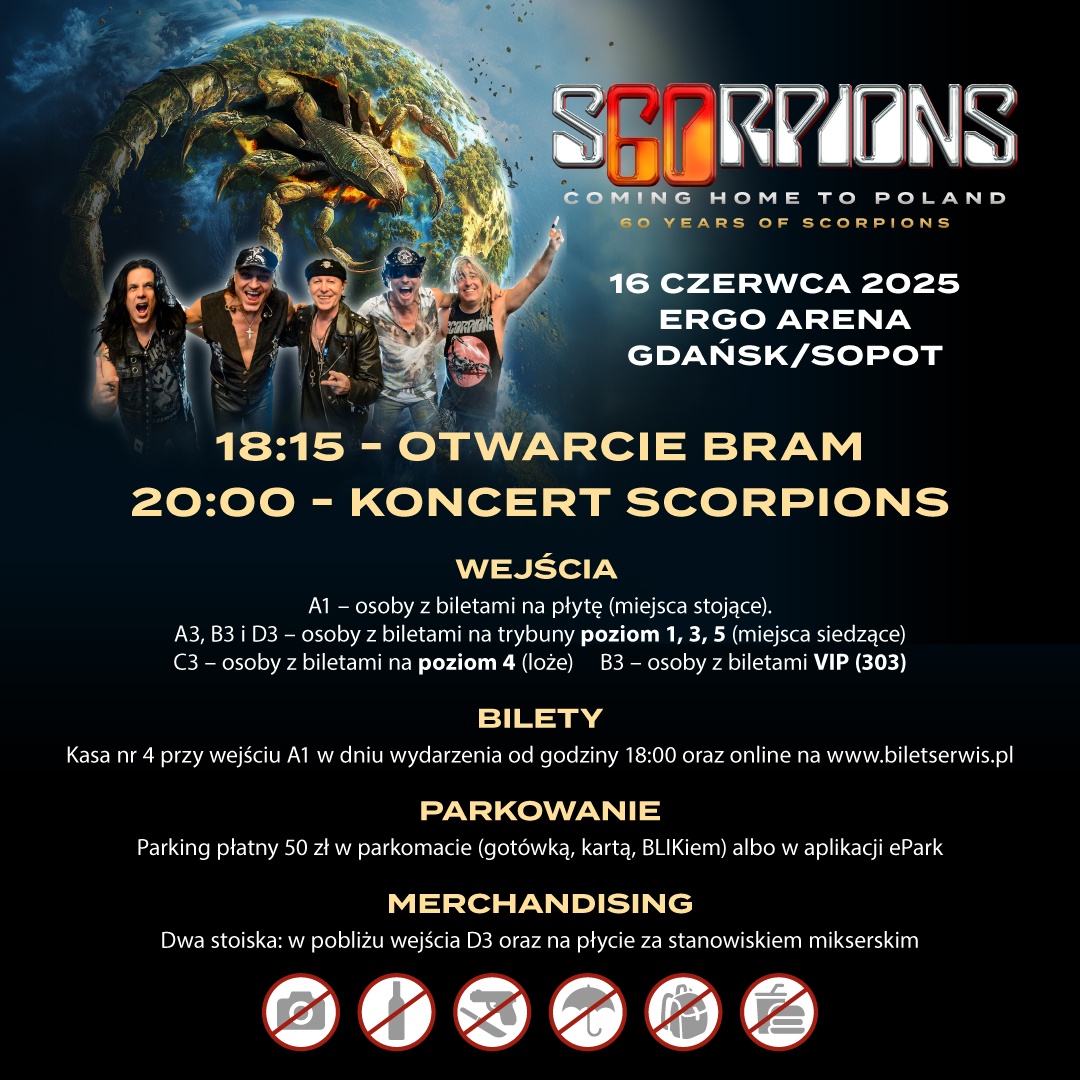 Scorpions w ERGO Arenie – niezbędnik koncertowy