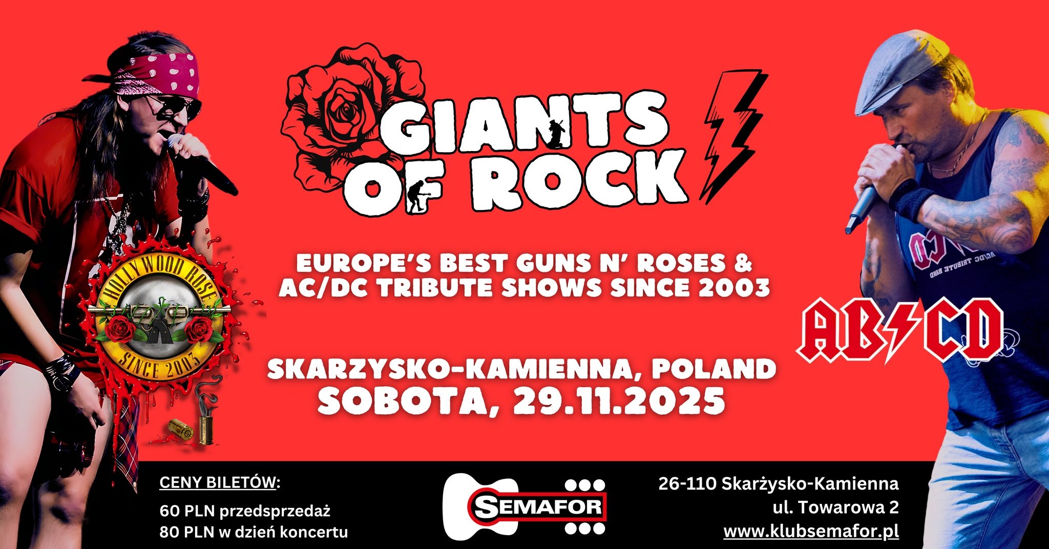 Kultowe utwory AC/DC i Guns N’ Roses rozbrzmią w klubie Semafor. Koncert za pasem!