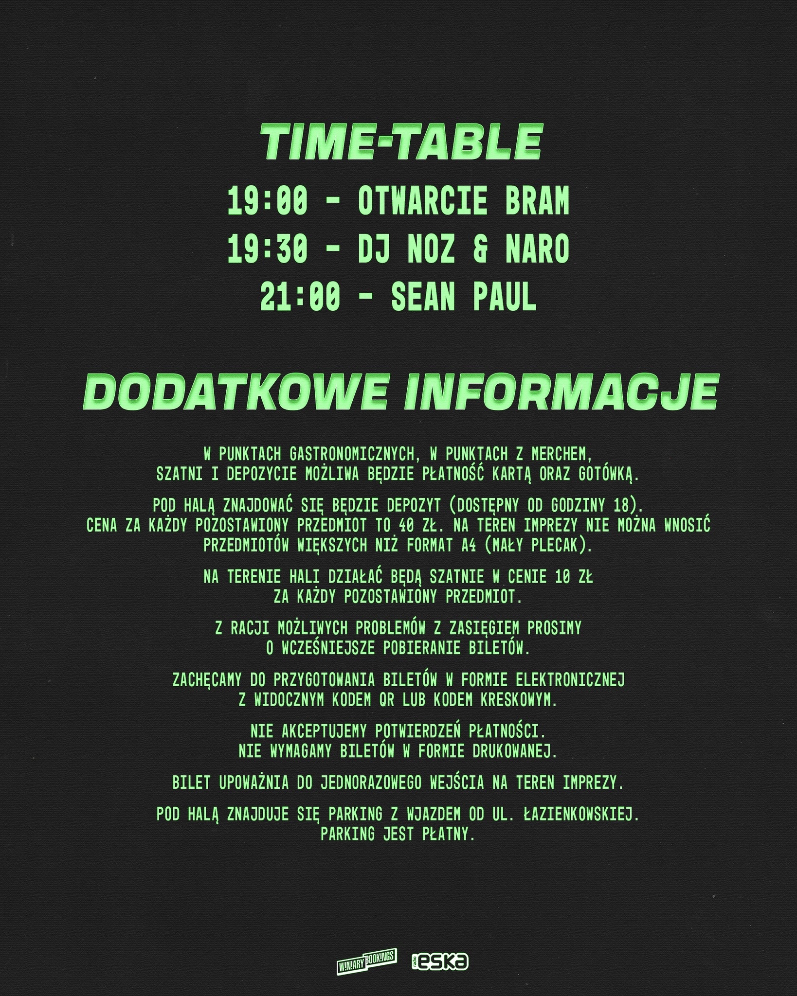 Sean Paul w Polsce – harmonogram, depozyt, szatnia i inne informacje organizacyjne