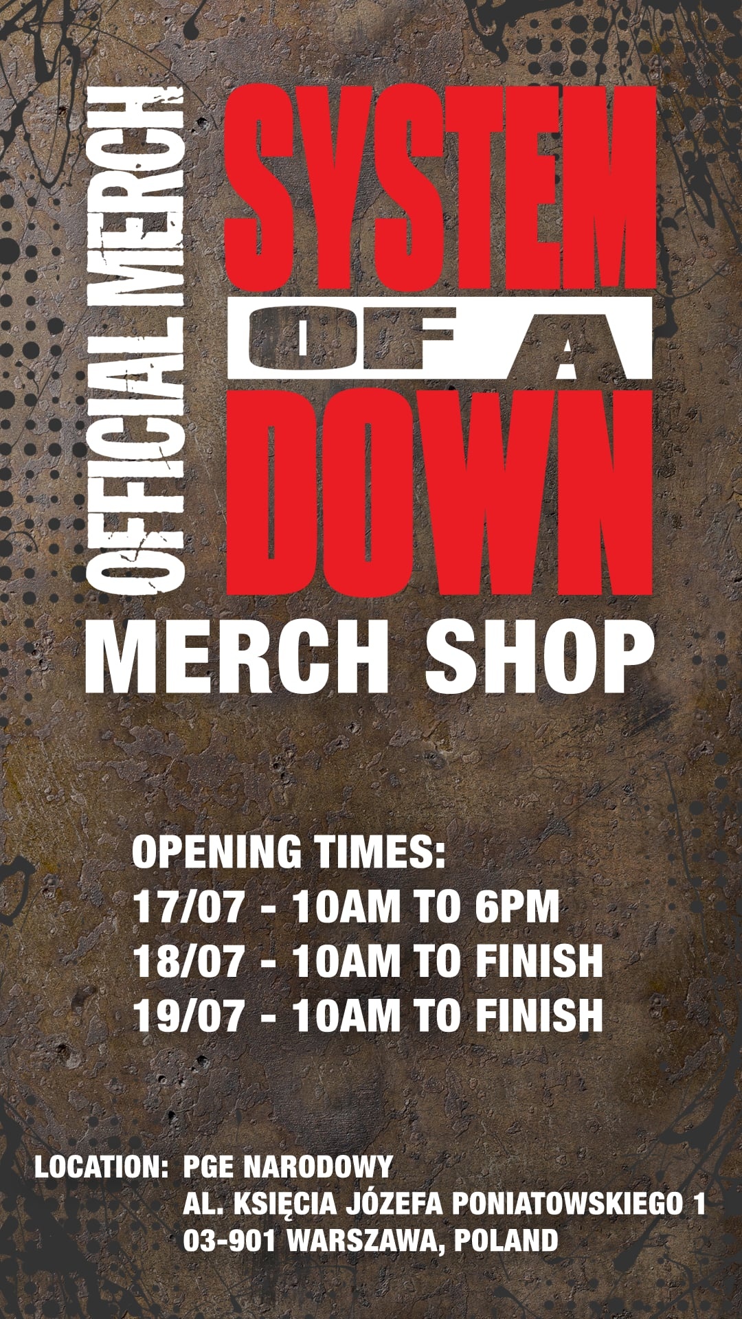 System Of A Down otwiera oficjalny merch shop w Warszawie. Limitowane gadżety dostępne jeszcze przed koncertami